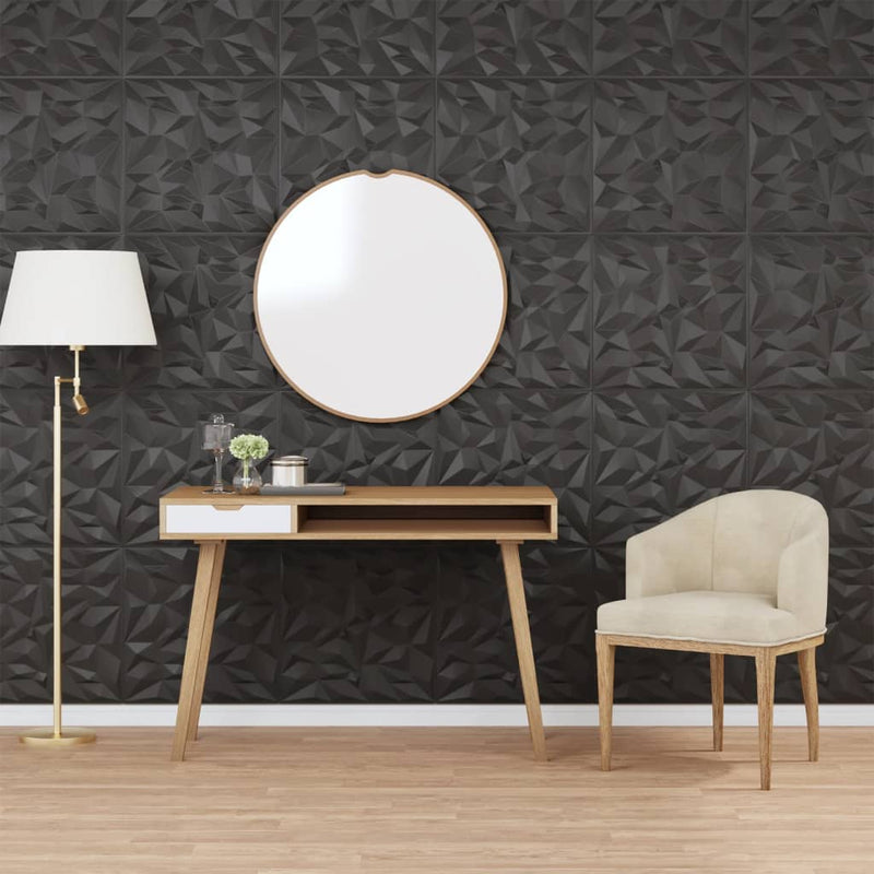 vidaXL 12 db fekete XPS ametisztmintás fali panel 50 x 50 cm 3 m²