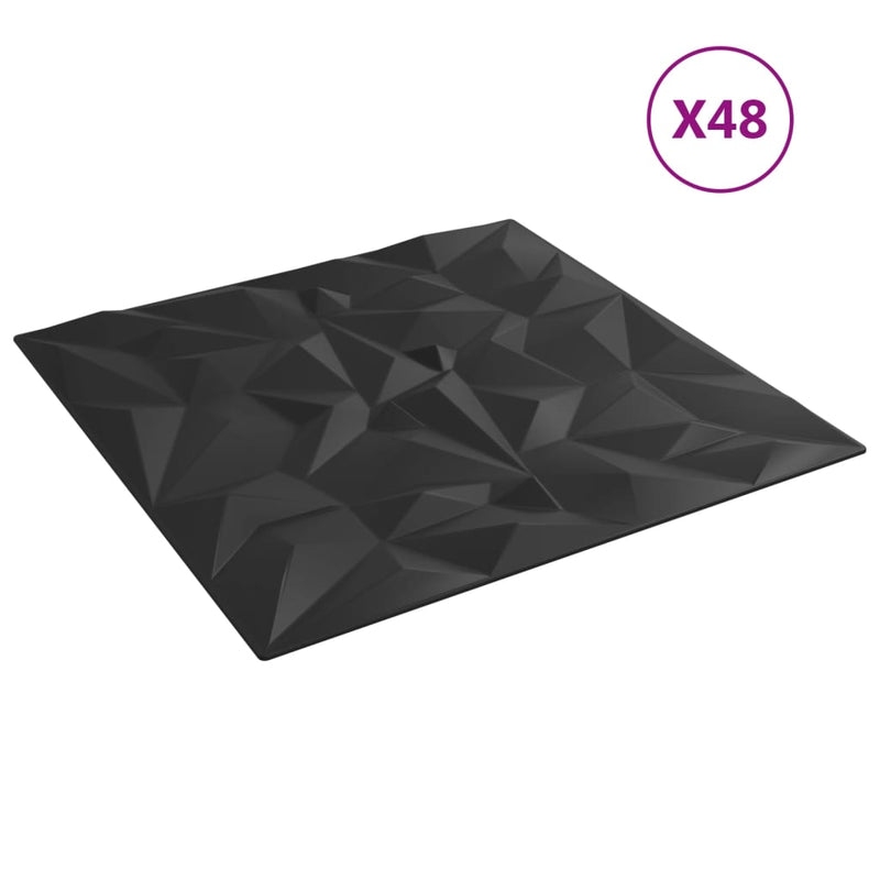 vidaXL 48 db fekete XPS ametisztmintás fali panel 50 x 50 cm 12 m²