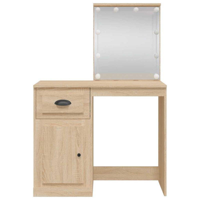 vidaXL sonoma tölgy színű fésülködőasztal LED-lámpákkal 90x42x132,5 cm