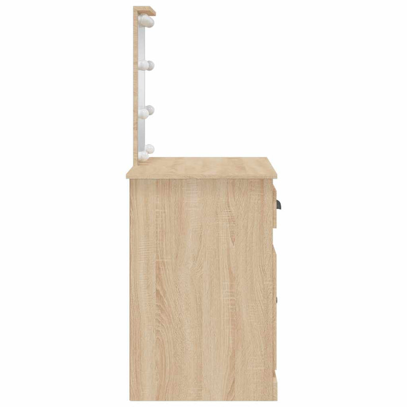 vidaXL sonoma tölgy színű fésülködőasztal LED-lámpákkal 90x42x132,5 cm
