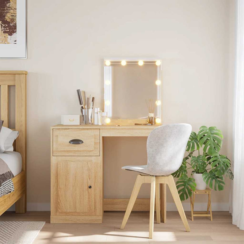 vidaXL sonoma tölgy színű fésülködőasztal LED-lámpákkal 90x42x132,5 cm