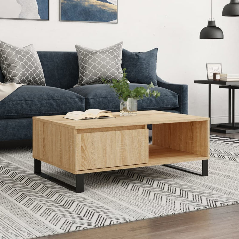 vidaXL sonoma tölgy színű szerelt fa dohányzóasztal 90 x 60 x 35 cm