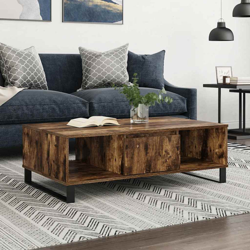 vidaXL füstös tölgy színű szerelt fa dohányzóasztal 104x60x35 cm