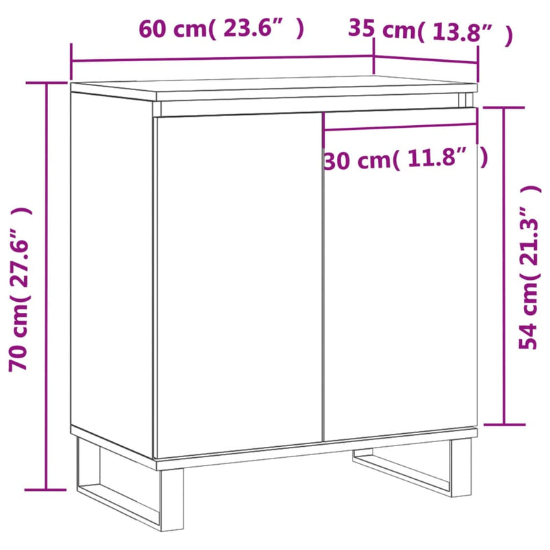 vidaXL betonszürke szerelt fa tálalószekrény 60 x 35 x 70 cm