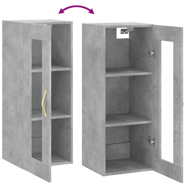 vidaXL betonszürke fali szekrény 34,5 x 34 x 90 cm