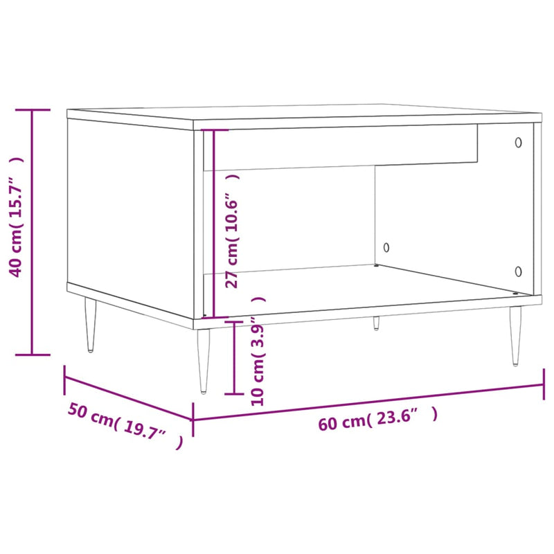 vidaXL betonszürke szerelt fa dohányzóasztal 60 x 50 x 40 cm