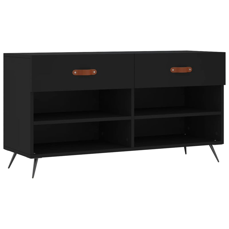 vidaXL fekete szerelt fa cipőpolc 102x35x55 cm