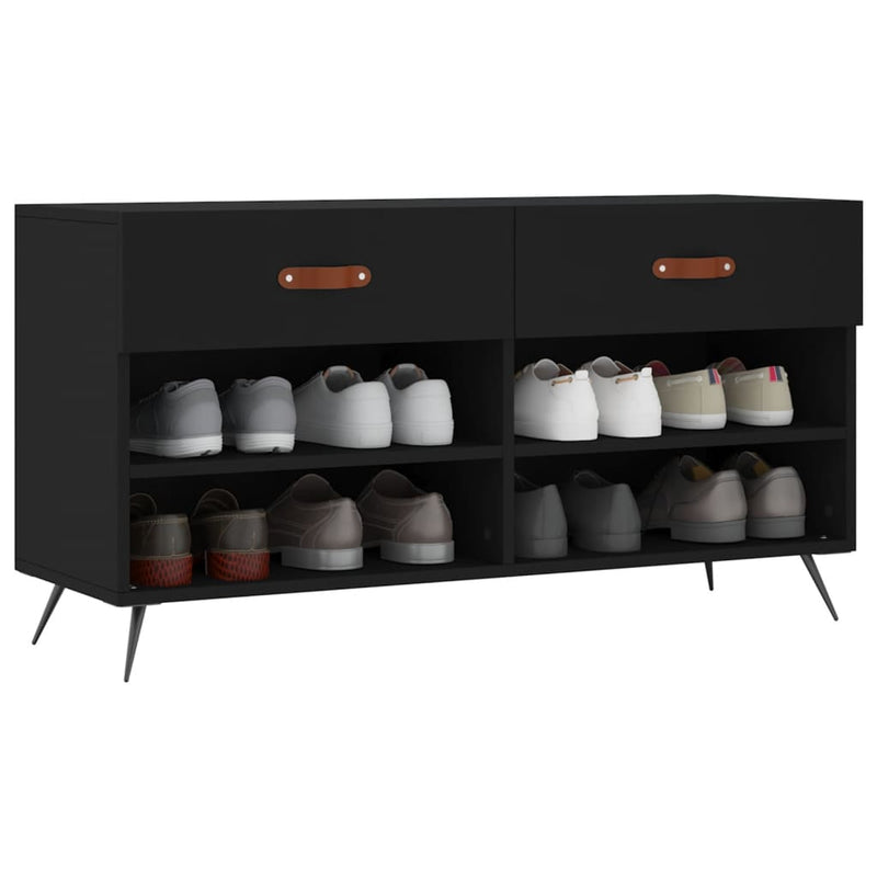 vidaXL fekete szerelt fa cipőpolc 102x35x55 cm