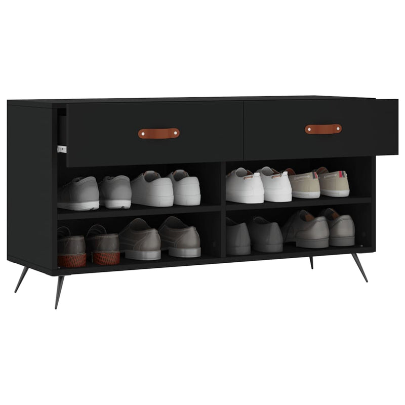 vidaXL fekete szerelt fa cipőpolc 102x35x55 cm