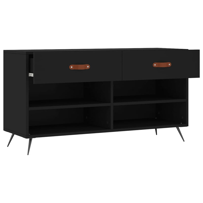 vidaXL fekete szerelt fa cipőpolc 102x35x55 cm