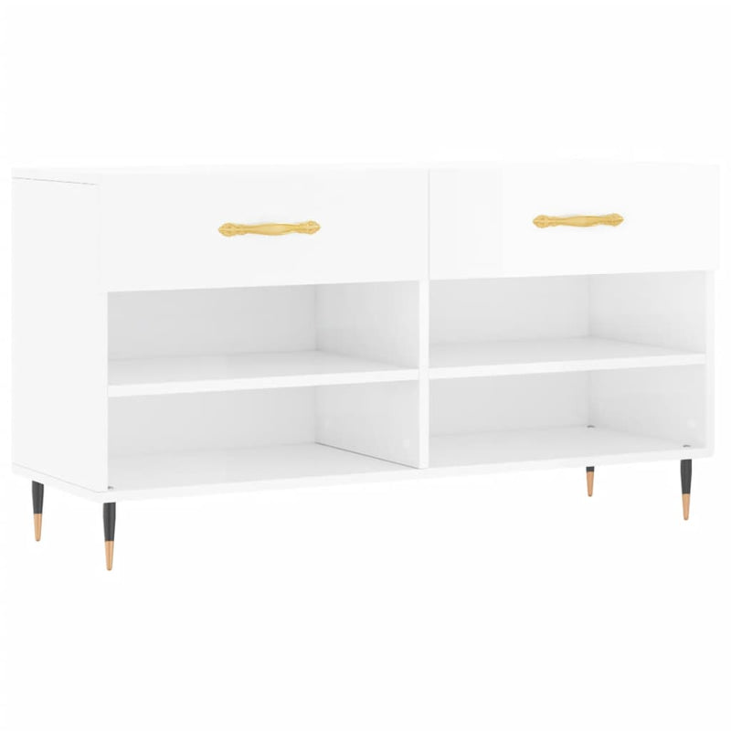 vidaXL magasfényű fehér szerelt fa cipőpolc 102x35x55 cm