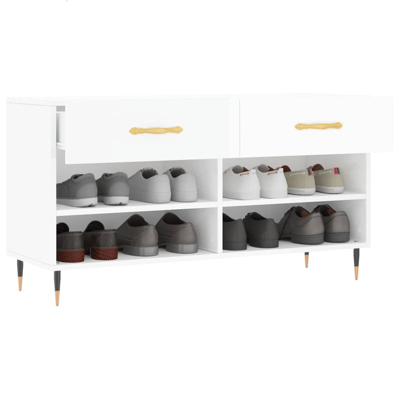 vidaXL magasfényű fehér szerelt fa cipőpolc 102x35x55 cm