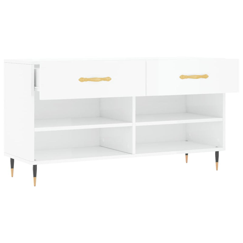 vidaXL magasfényű fehér szerelt fa cipőpolc 102x35x55 cm