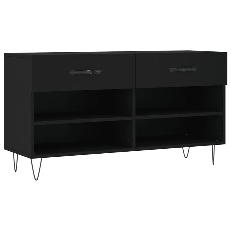 vidaXL fekete szerelt fa cipőpolc 102x35x55 cm