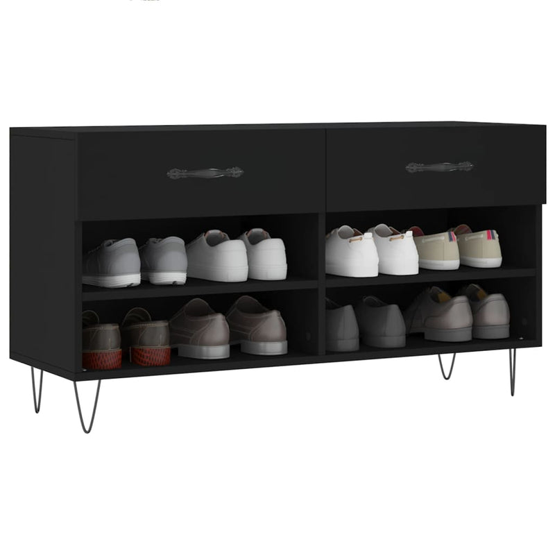 vidaXL fekete szerelt fa cipőpolc 102x35x55 cm