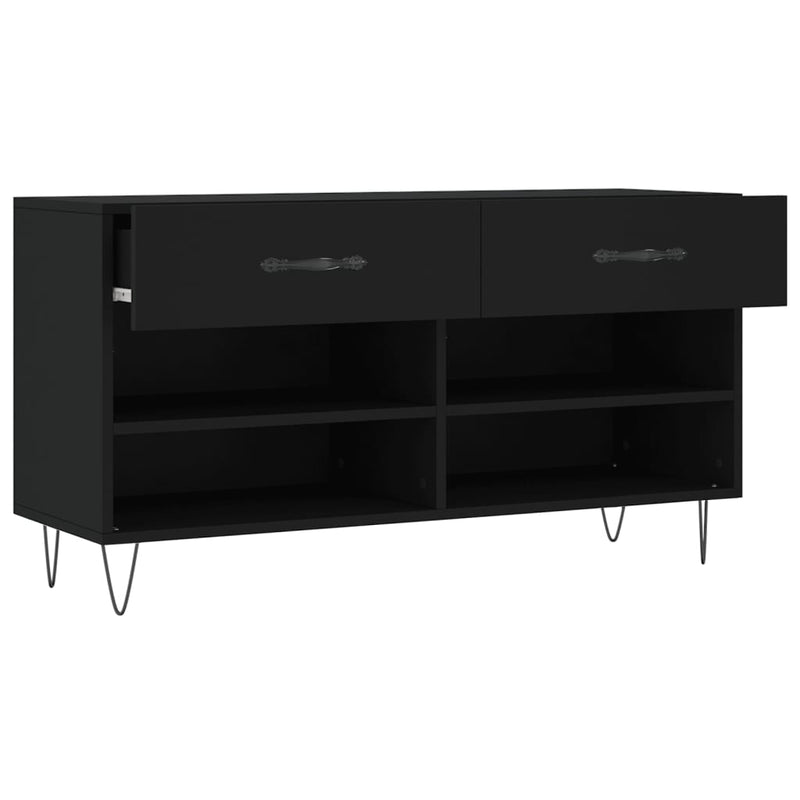 vidaXL fekete szerelt fa cipőpolc 102x35x55 cm