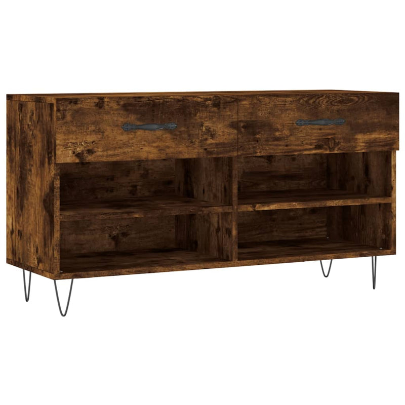 vidaXL füstös tölgy színű szerelt fa cipőpolc 102x35x55 cm