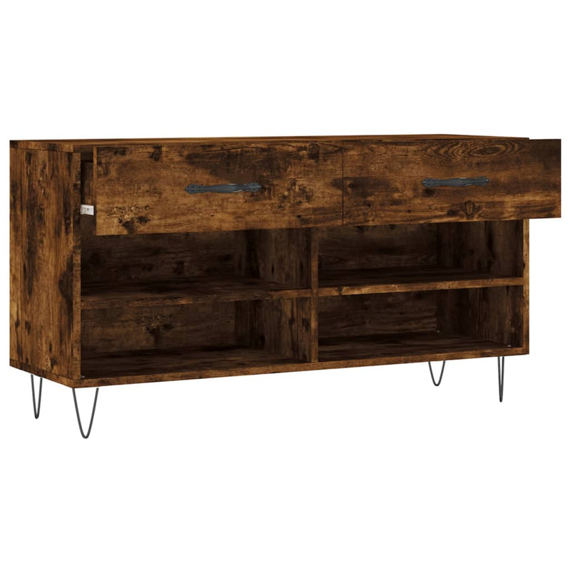 vidaXL füstös tölgy színű szerelt fa cipőpolc 102x35x55 cm