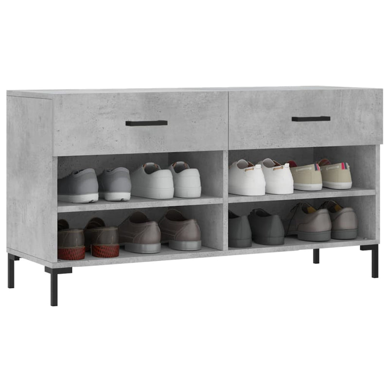 vidaXL betonszürke szerelt fa cipőpolc 102 x 35 x 55 cm