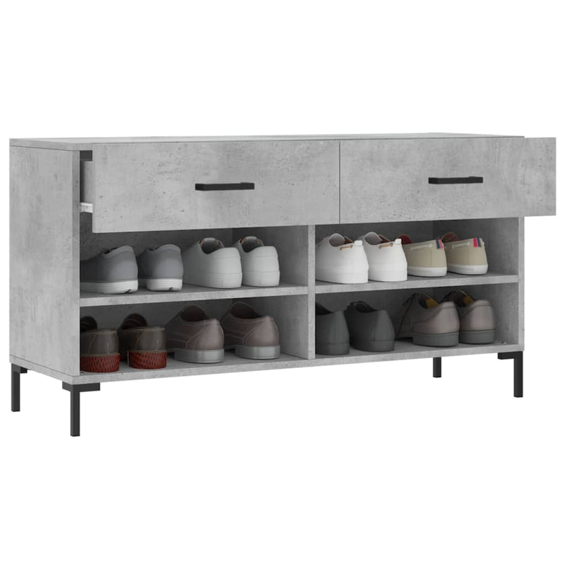 vidaXL betonszürke szerelt fa cipőpolc 102 x 35 x 55 cm