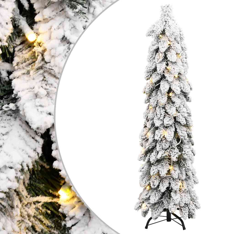 vidaXL megvilágított műkarácsonyfa 80 LED-del és hóval 150 cm