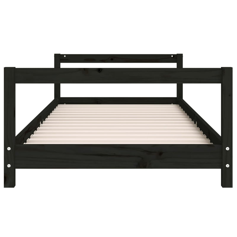 vidaXL fekete tömör fenyőfa gyerekágykeret 90 x 200 cm