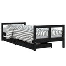 vidaXL fekete tömör fenyőfa gyerekágykeret fiókokkal 80 x 200 cm