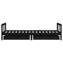 vidaXL fekete tömör fenyőfa gyerekágykeret fiókokkal 80 x 200 cm