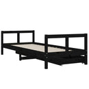 vidaXL fekete tömör fenyőfa gyerekágykeret fiókokkal 80 x 200 cm