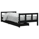 vidaXL fekete tömör fenyőfa gyerekágykeret fiókokkal 90 x 200 cm
