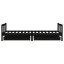 vidaXL fekete tömör fenyőfa gyerekágykeret fiókokkal 90 x 200 cm