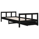 vidaXL fekete tömör fenyőfa gyerekágykeret fiókokkal 90 x 200 cm