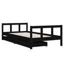 vidaXL fekete tömör fenyőfa gyerekágy keret fiókkal 90x190 cm