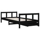 vidaXL fekete tömör fenyőfa gyerekágy keret fiókkal 90x190 cm