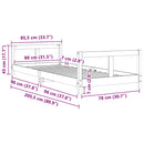 vidaXL tömör fenyőfa gyerekágykeret 80 x 200 cm