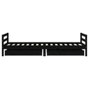 vidaXL fekete tömör fenyőfa gyerekágykeret fiókokkal 90 x 200 cm