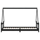 vidaXL fekete tömör fenyőfa gyerekágykeret 80 x 200 cm
