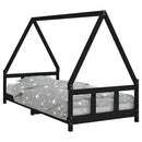 vidaXL fekete tömör fenyőfa gyerekágykeret 90 x 200 cm