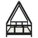 vidaXL fekete tömör fenyőfa gyerekágykeret 90 x 200 cm