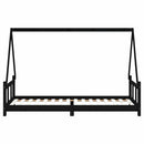vidaXL fekete tömör fenyőfa gyerekágykeret 90 x 200 cm