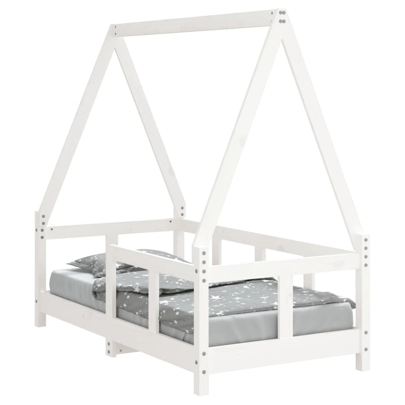 vidaXL fehér tömör fenyőfa gyerekágykeret 70 x 140 cm