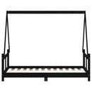 vidaXL fekete tömör fenyőfa gyerekágykeret 80 x 160 cm