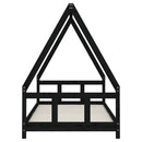 vidaXL fekete tömör fenyőfa gyerekágykeret 90 x 190 cm