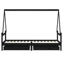 vidaXL fekete tömör fenyőfa gyerekágykeret fiókokkal 80 x 200 cm