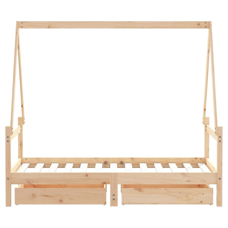 vidaXL tömör fenyőfa fiókos gyerekágykeret 80 x 160 cm