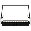 vidaXL fekete tömör fenyőfa gyerekágy keret fiókkal 90x190 cm