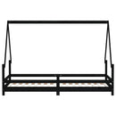 vidaXL fekete tömör fenyőfa gyerekágykeret 80 x 200 cm