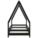 vidaXL fekete tömör fenyőfa gyerekágykeret 90 x 200 cm