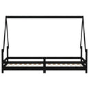 vidaXL fekete tömör fenyőfa gyerekágykeret 90 x 200 cm