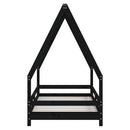 vidaXL fekete tömör fenyőfa gyerekágykeret 80 x 160 cm